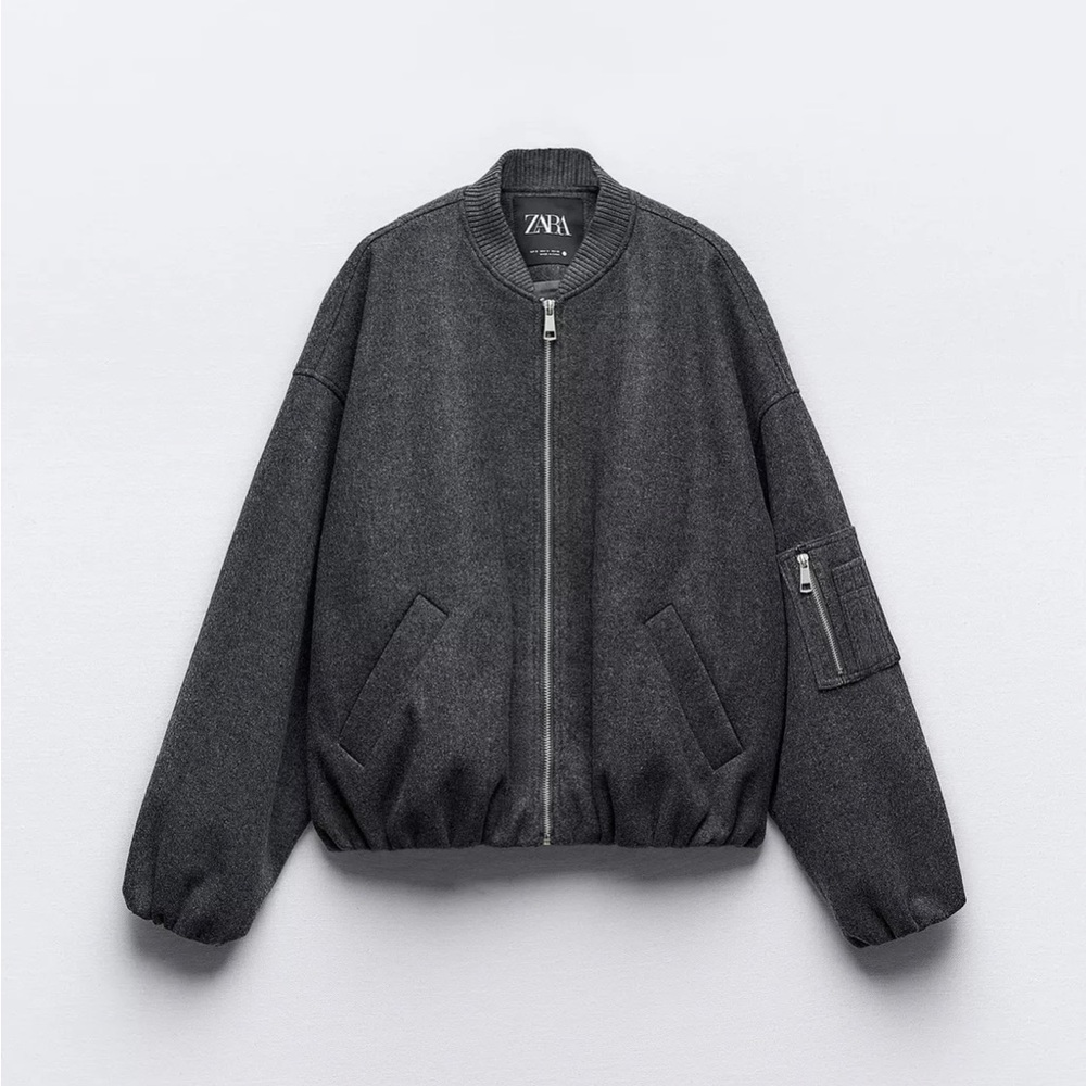 Zara Women's Gray Bomber Jacket